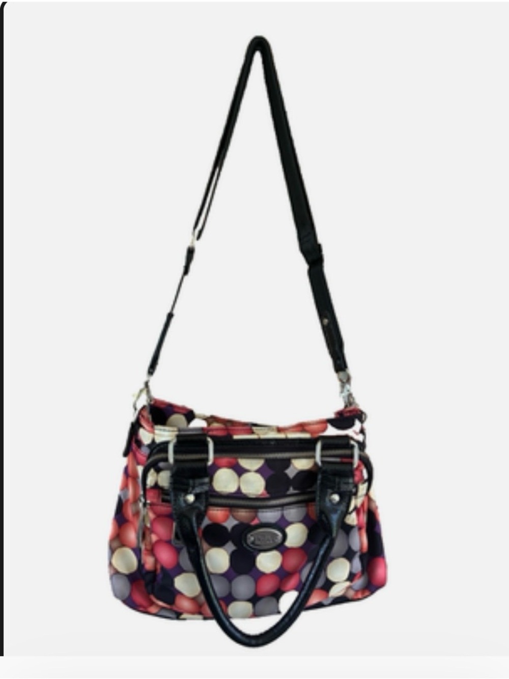 Tyler Rodan Colorful Polka Dot Crossowy Satchel Handbag Purse Black
